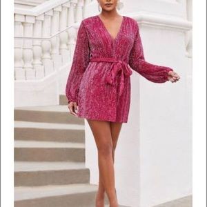 Club L London Sequin Wrap Front Mini Dress